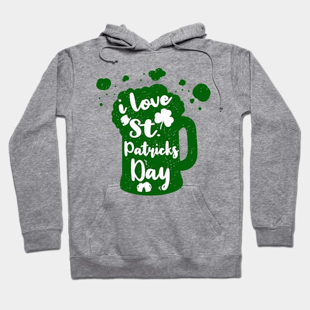 St Patrick's Day Irish Funny Clover Shamrock Beer Silhouette Hoodie by TellingTales